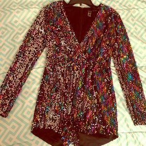 Sequin long sleeve romper